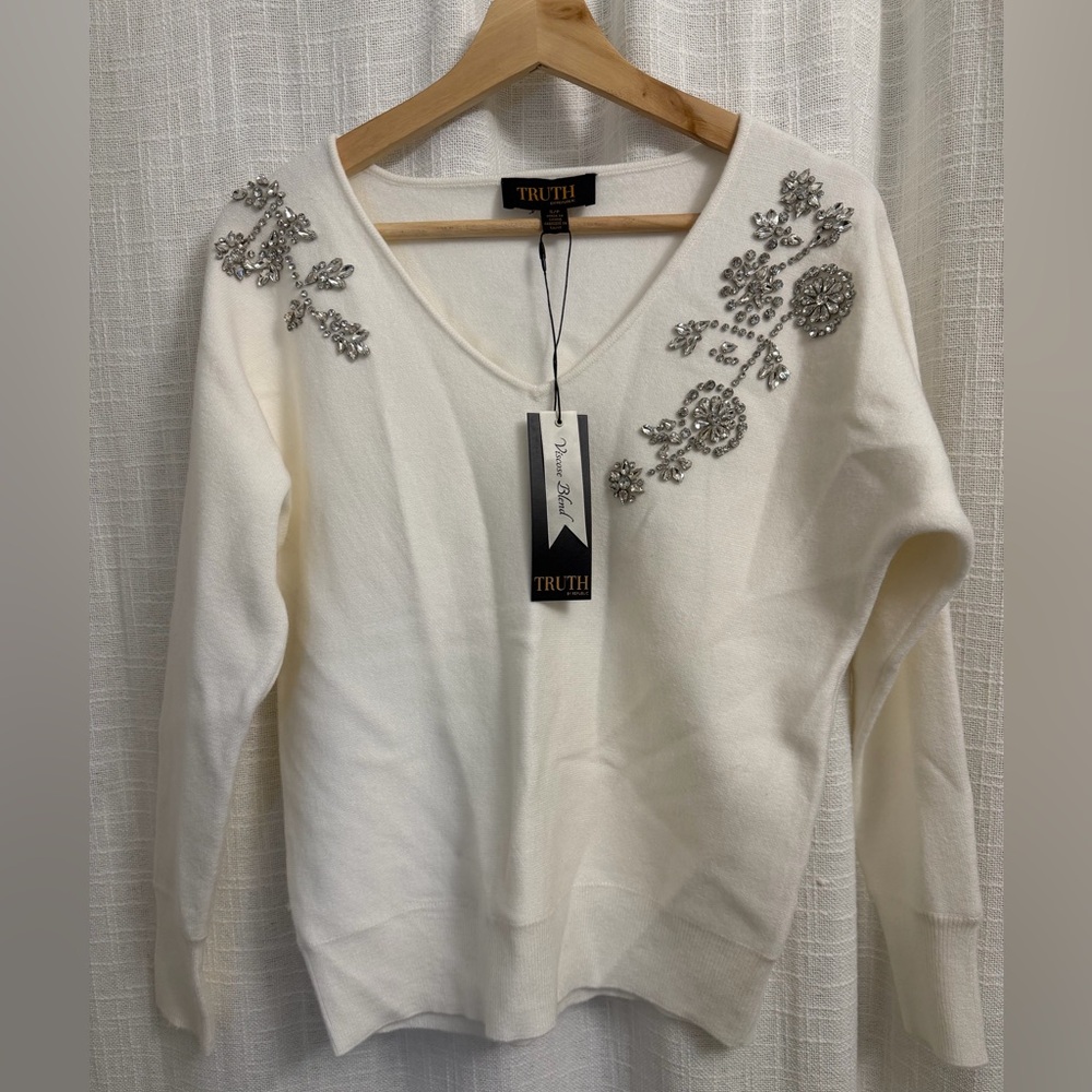 Truth White Sweater with Silver Accents